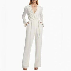 NEW Cinq a Sept Womens 0 Holiday Macie Wrap Jumpsuit Long Sleeve Tassel Tie